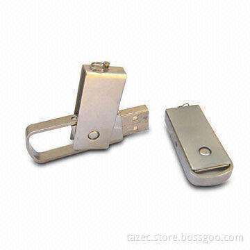 Rolling Metal USB Flash Drives with 64MB to 8GB Memory Capacity, Support Multiple Languages